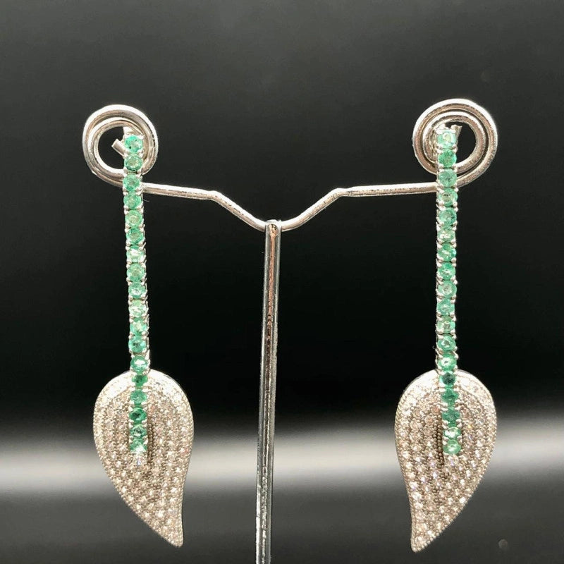 68.21 Carats Natural Emerald 925 Silver Earrings With CZ