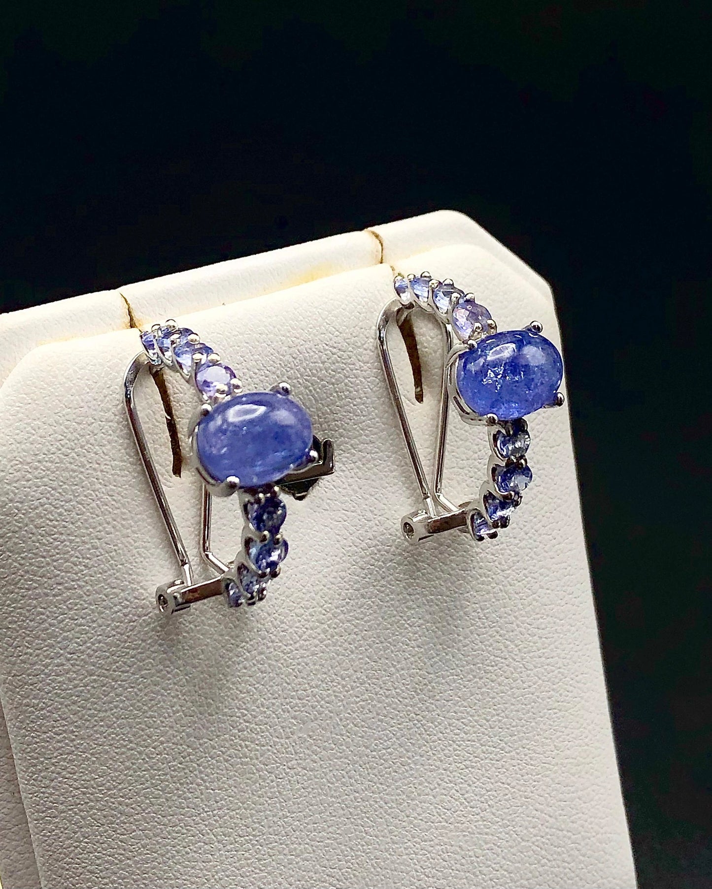 29.77 Ct Natural Tanzanite with CZ Earrings in 925 Silver