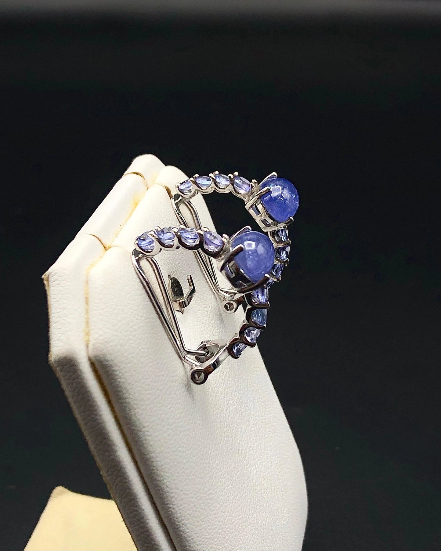 29.77 Ct Natural Tanzanite with CZ Earrings in 925 Silver