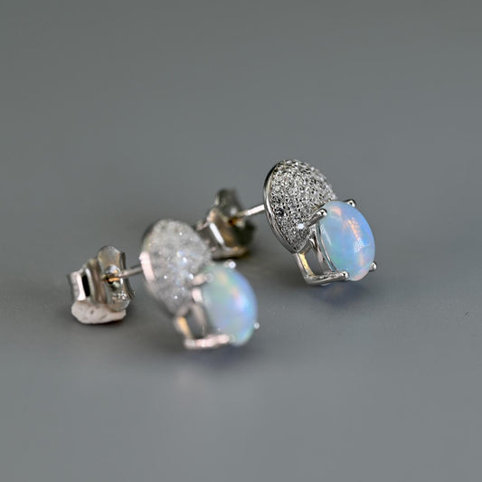 16 Carats Fabulous Natural Opal Earrings in 925 Silver Sterling