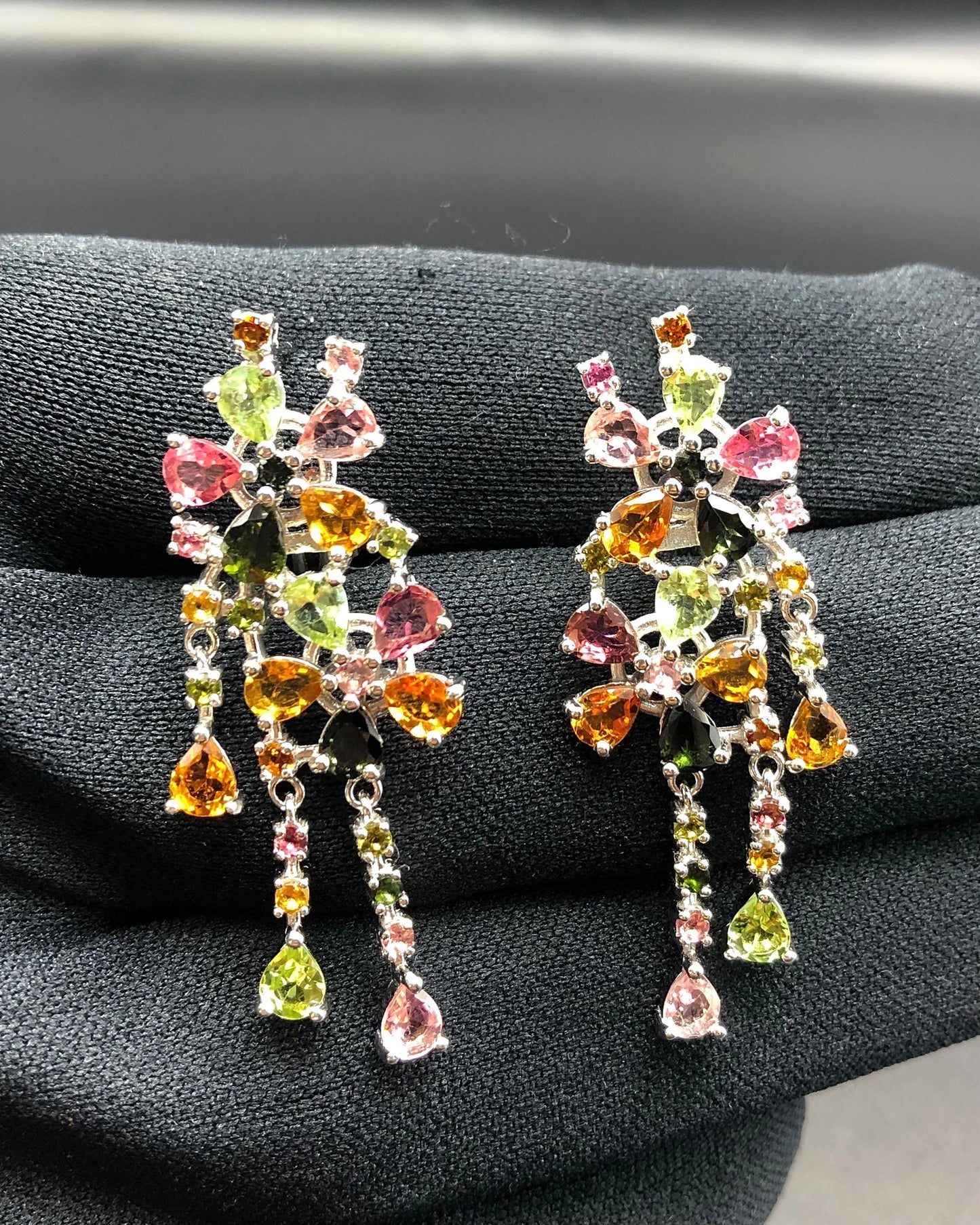 58.43 Ct Natural Mix Tourmaline Earrings in 925 Silver