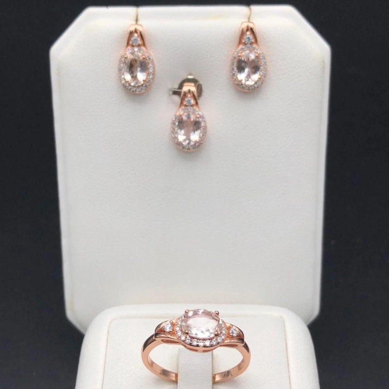 27.70 Carats Natural Morganite Ladies Set Sterling Silver 925