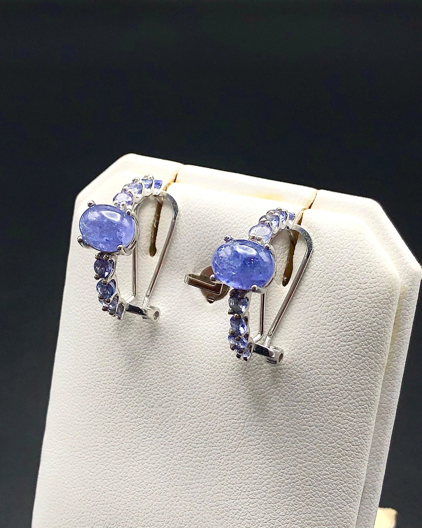 29.77 Ct Natural Tanzanite with CZ Earrings in 925 Silver