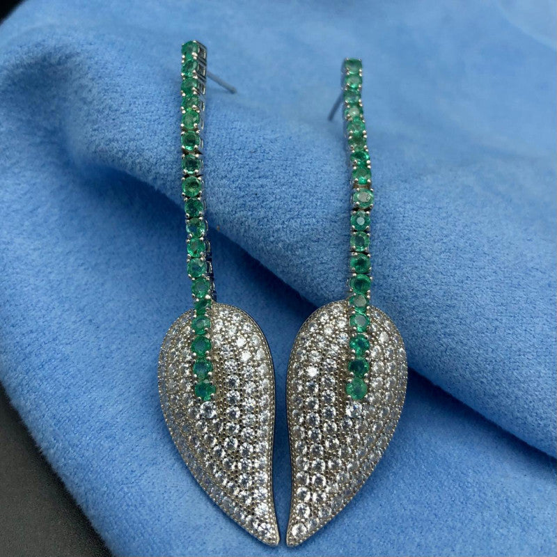 68.21 Carats Natural Emerald 925 Silver Earrings With CZ