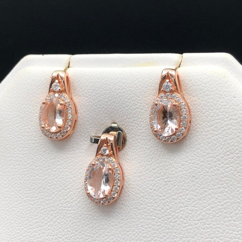 27.70 Carats Natural Morganite Ladies Set Sterling Silver 925