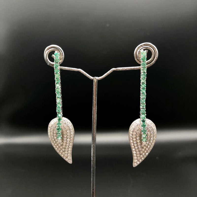 68.21 Carats Natural Emerald 925 Silver Earrings With CZ