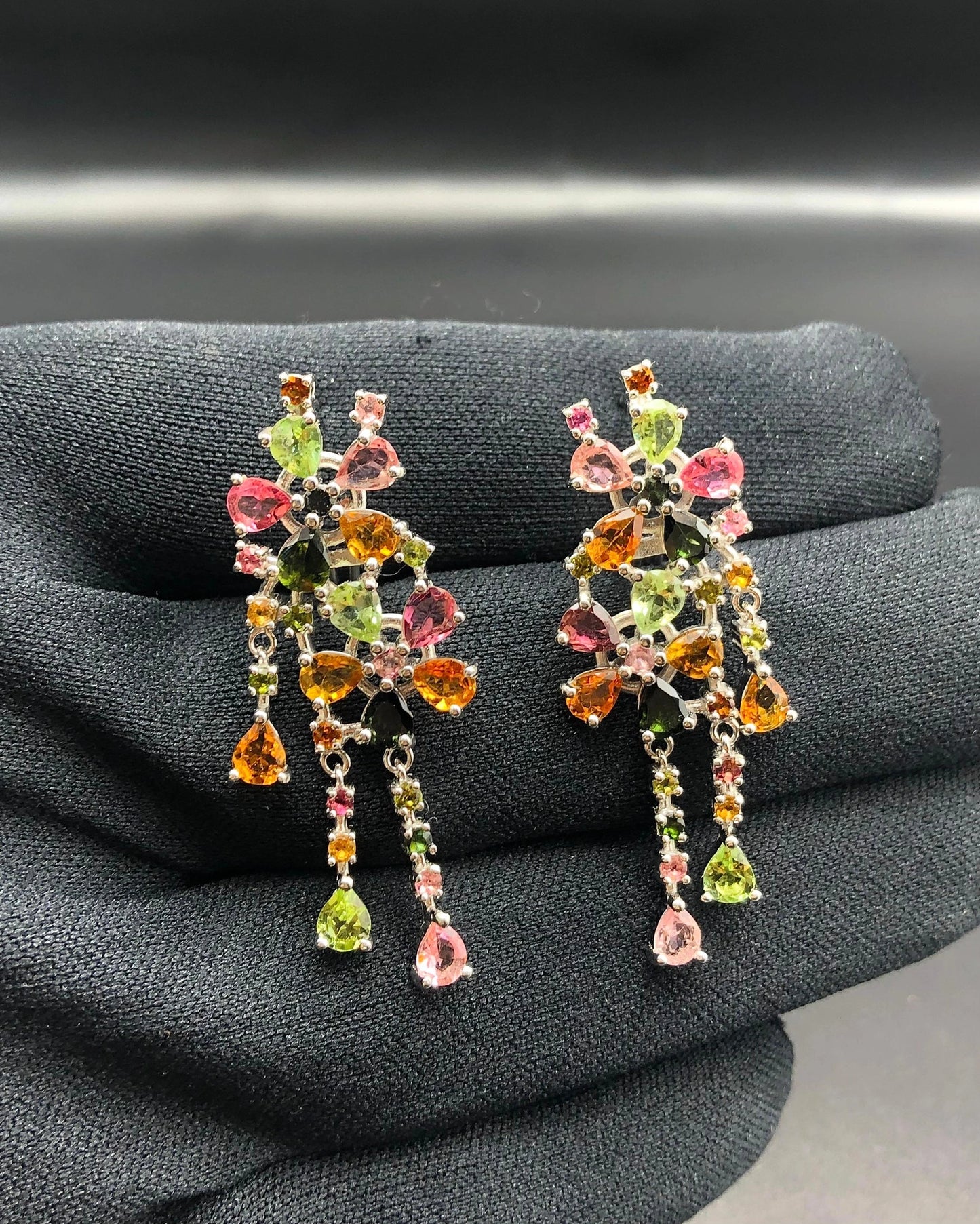 58.43 Ct Natural Mix Tourmaline Earrings in 925 Silver