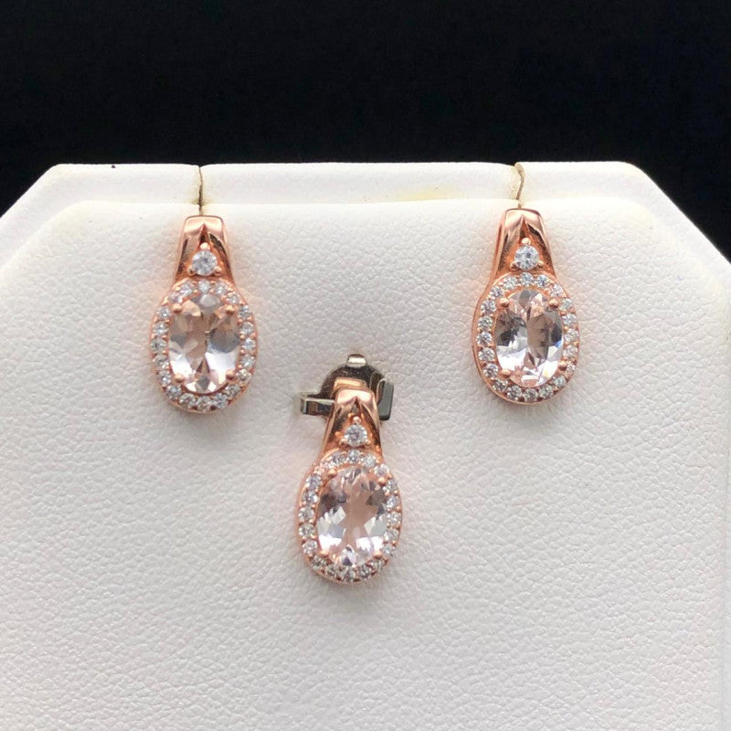 27.70 Carats Natural Morganite Ladies Set Sterling Silver 925