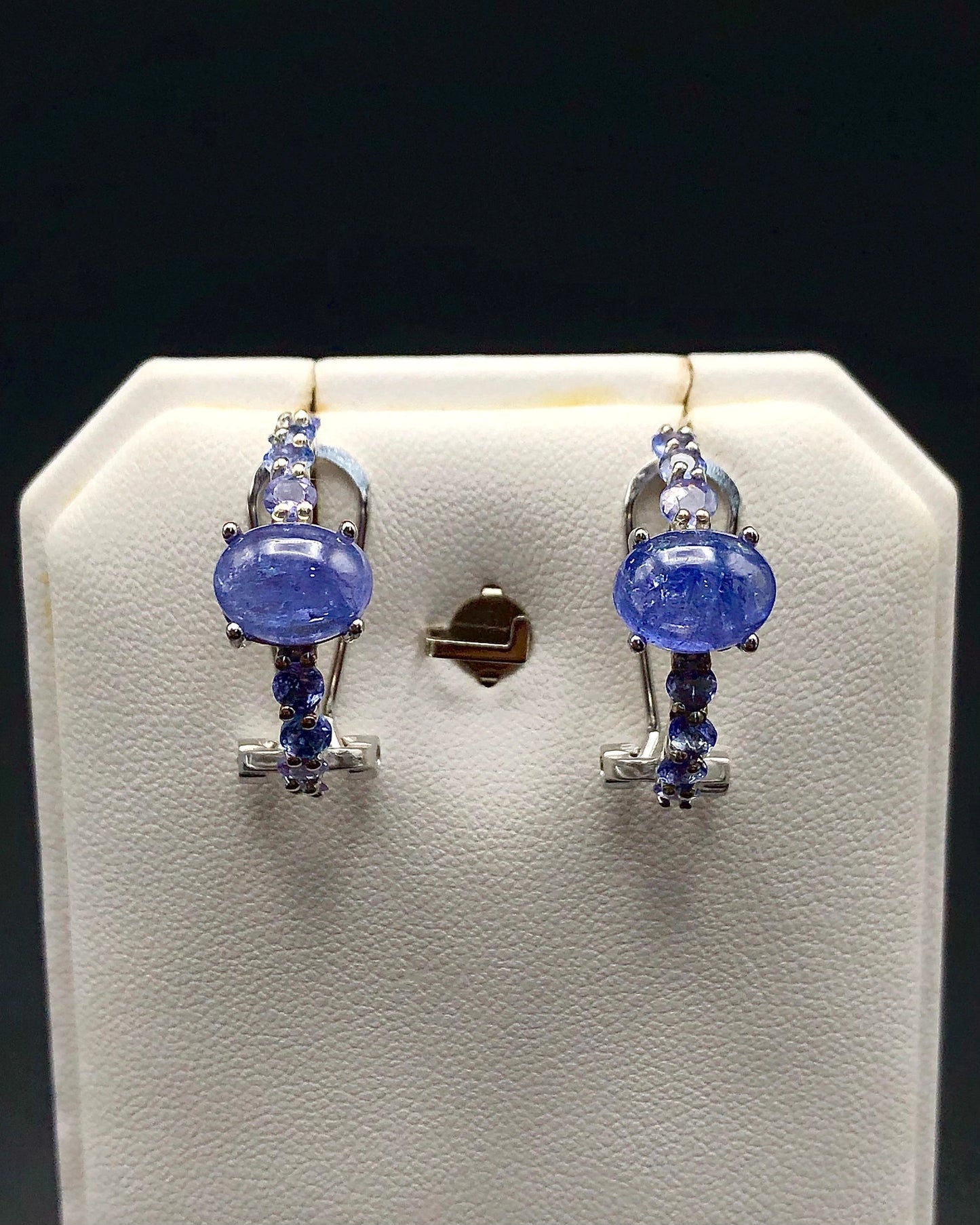 29.77 Ct Natural Tanzanite with CZ Earrings in 925 Silver