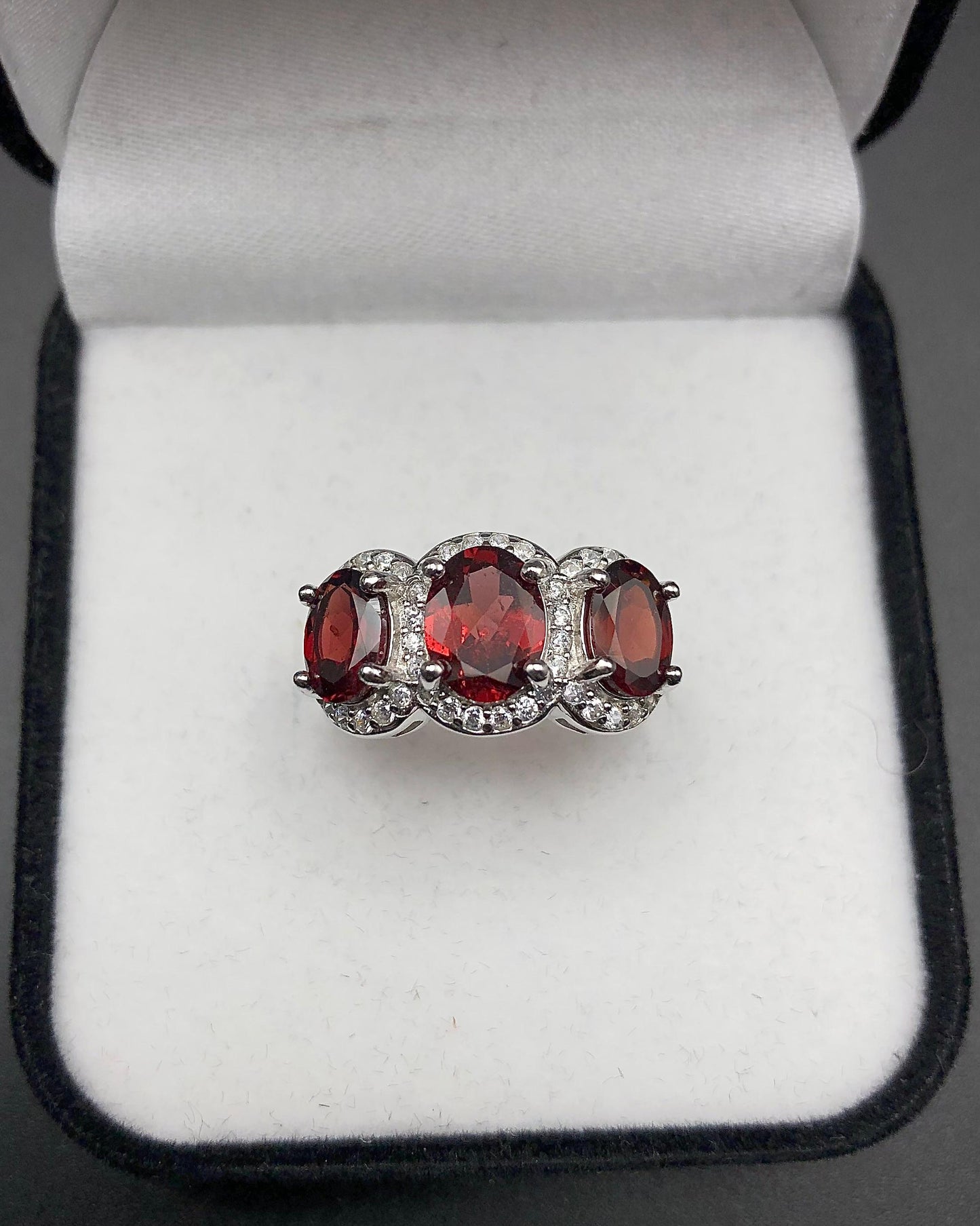 19.52 Carats Natural Garnet Ring Sterling Silver 925 For Women