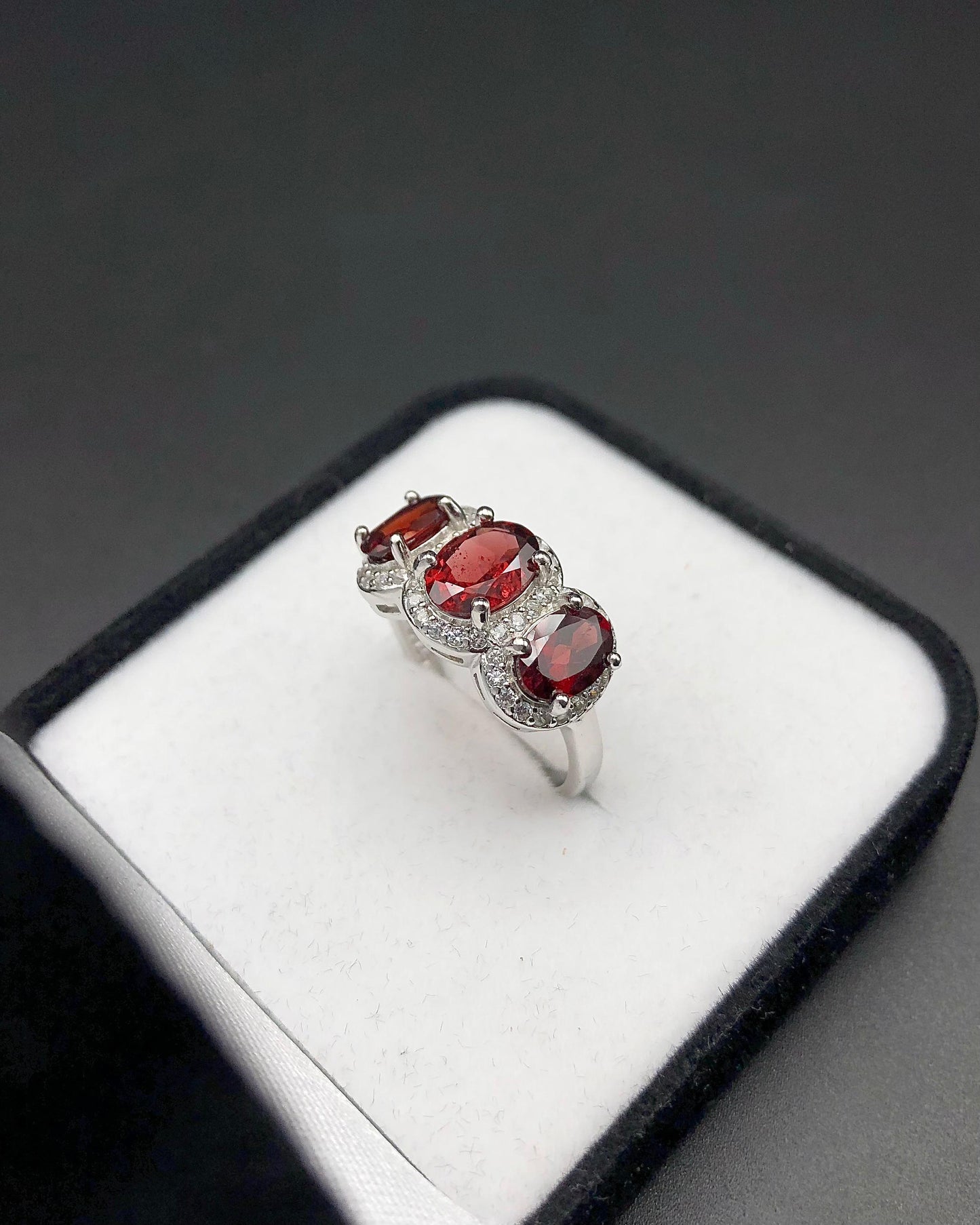 19.52 Carats Natural Garnet Ring Sterling Silver 925 For Women