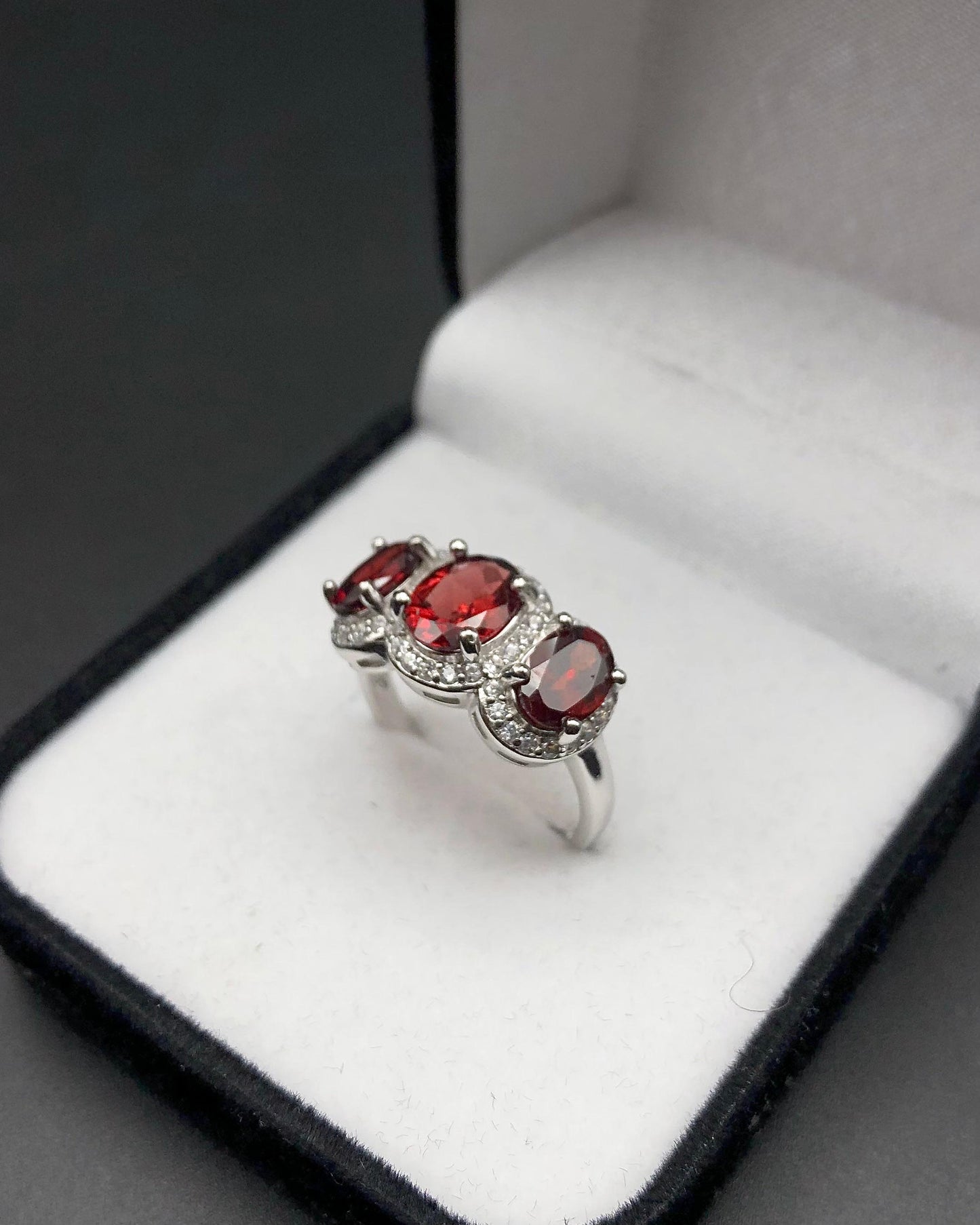 19.52 Carats Natural Garnet Ring Sterling Silver 925 For Women