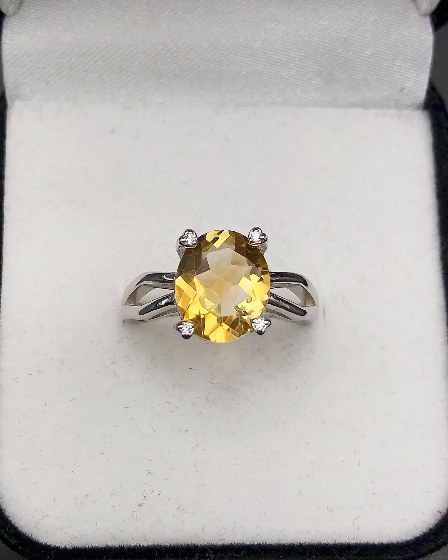 17.74 Carats Golden Topaz with CZ Ring Sterling Silver 925 size US 8