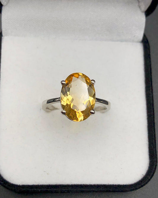 16.03 Carats Natural Golden Topaz Ring Sterling Silver 925 size US 9