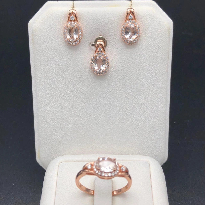 27.70 Carats Natural Morganite Ladies Set Sterling Silver 925