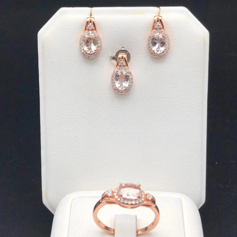 27.70 Carats Natural Morganite Ladies Set Sterling Silver 925