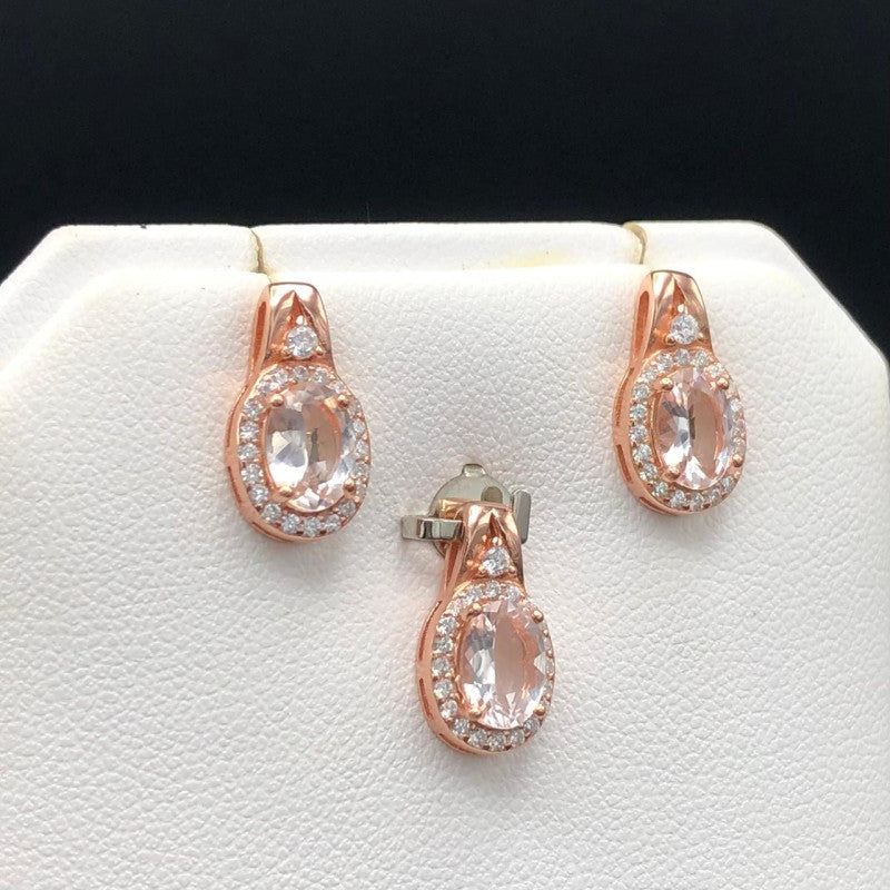 27.70 Carats Natural Morganite Ladies Set Sterling Silver 925