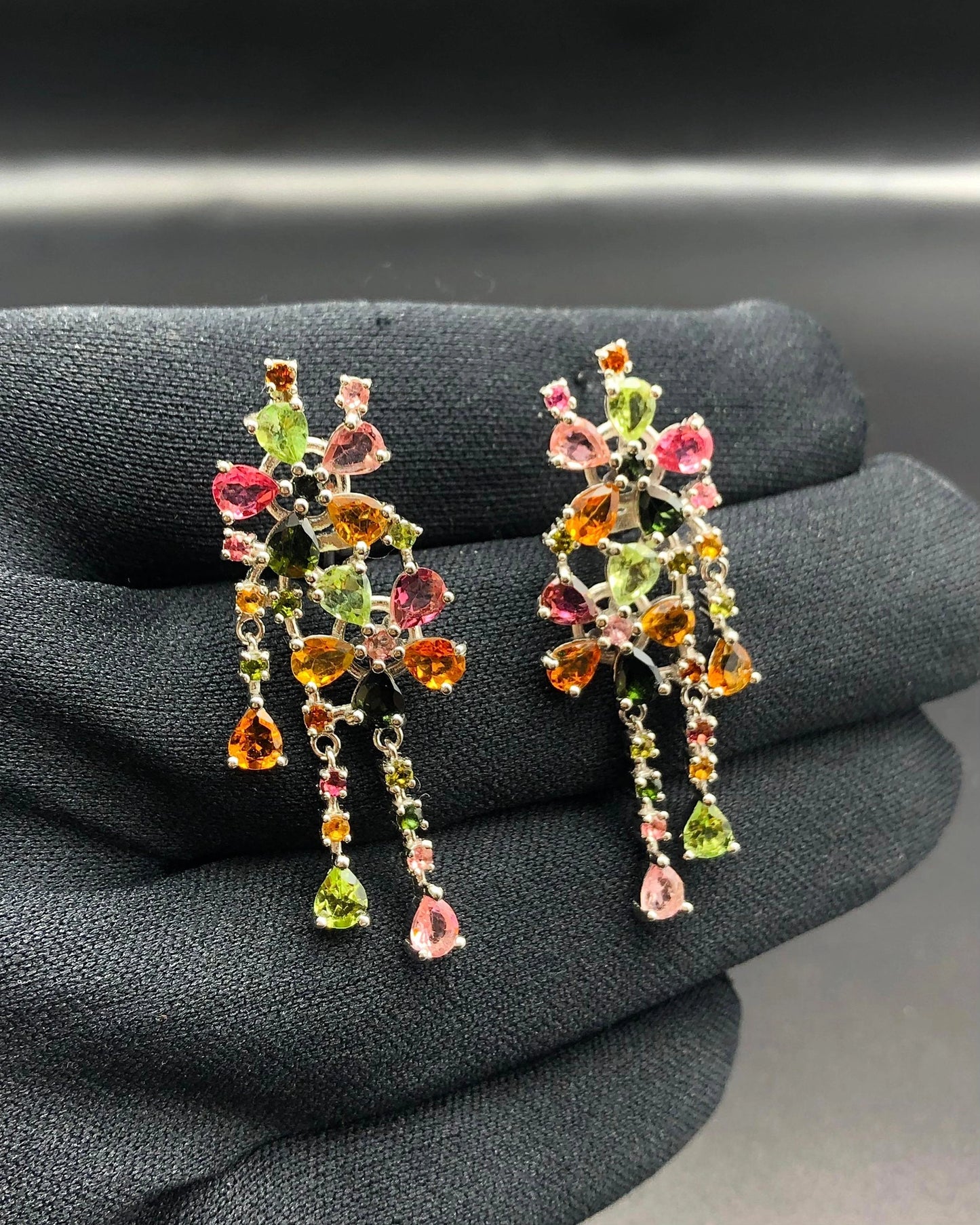 58.43 Ct Natural Mix Tourmaline Earrings in 925 Silver