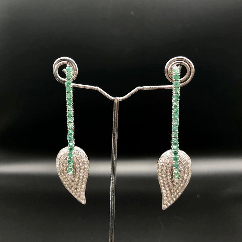 68.21 Carats Natural Emerald 925 Silver Earrings With CZ