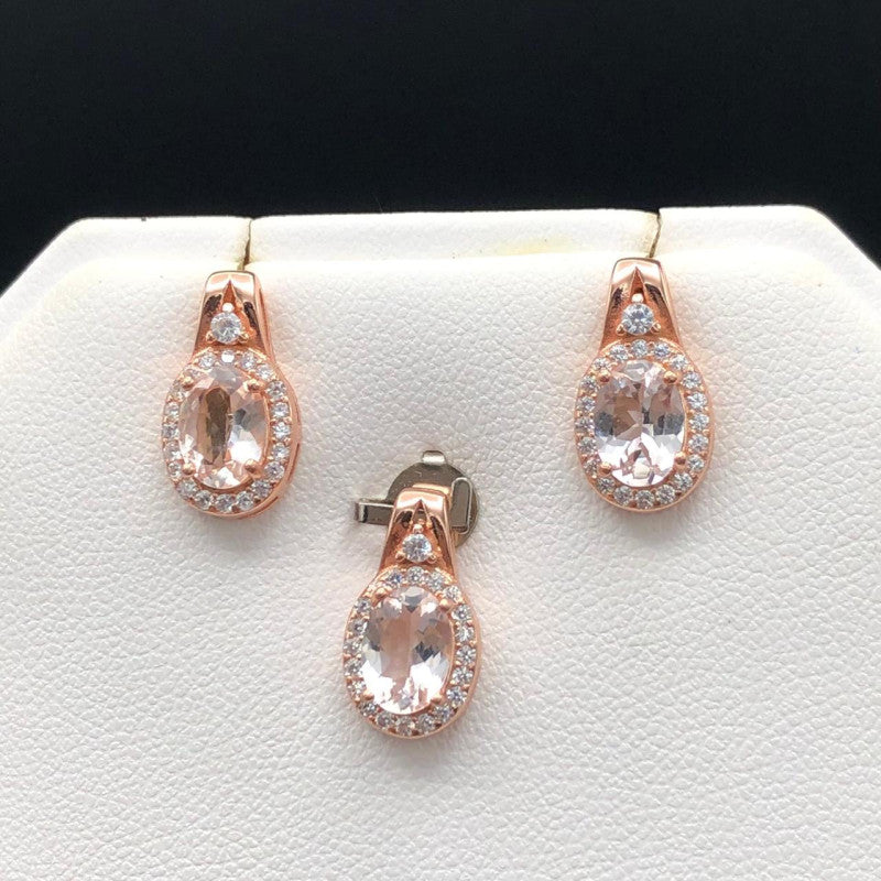 27.70 Carats Natural Morganite Ladies Set Sterling Silver 925