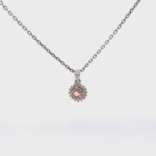 3.35 Carats Natural Morganite Pendant 925 Sterling Silver